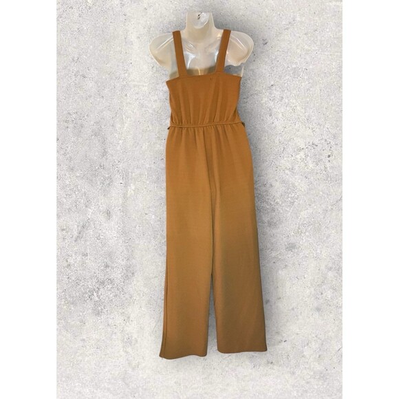 Derek Heart Womens Size Small Sleeveless Square Neck Jumpsuit Burnt Orange - Picture 5 of 7